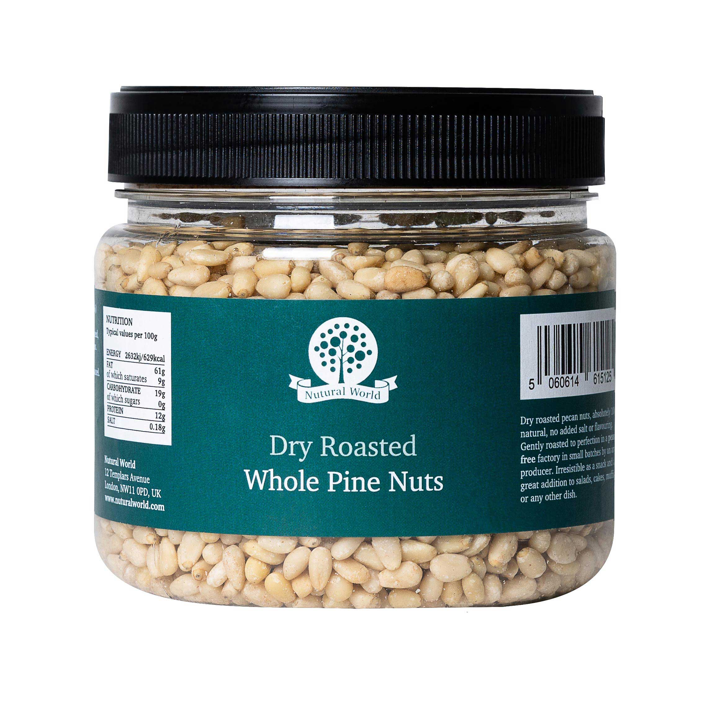 Dry Roasted Whole Pine Nuts – Unsalted (500g)