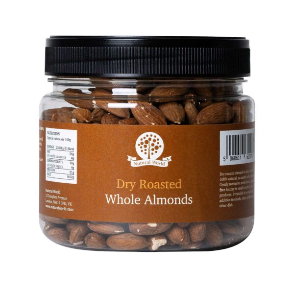 Dry Roasted Whole Almonds - Unsalted (500g)