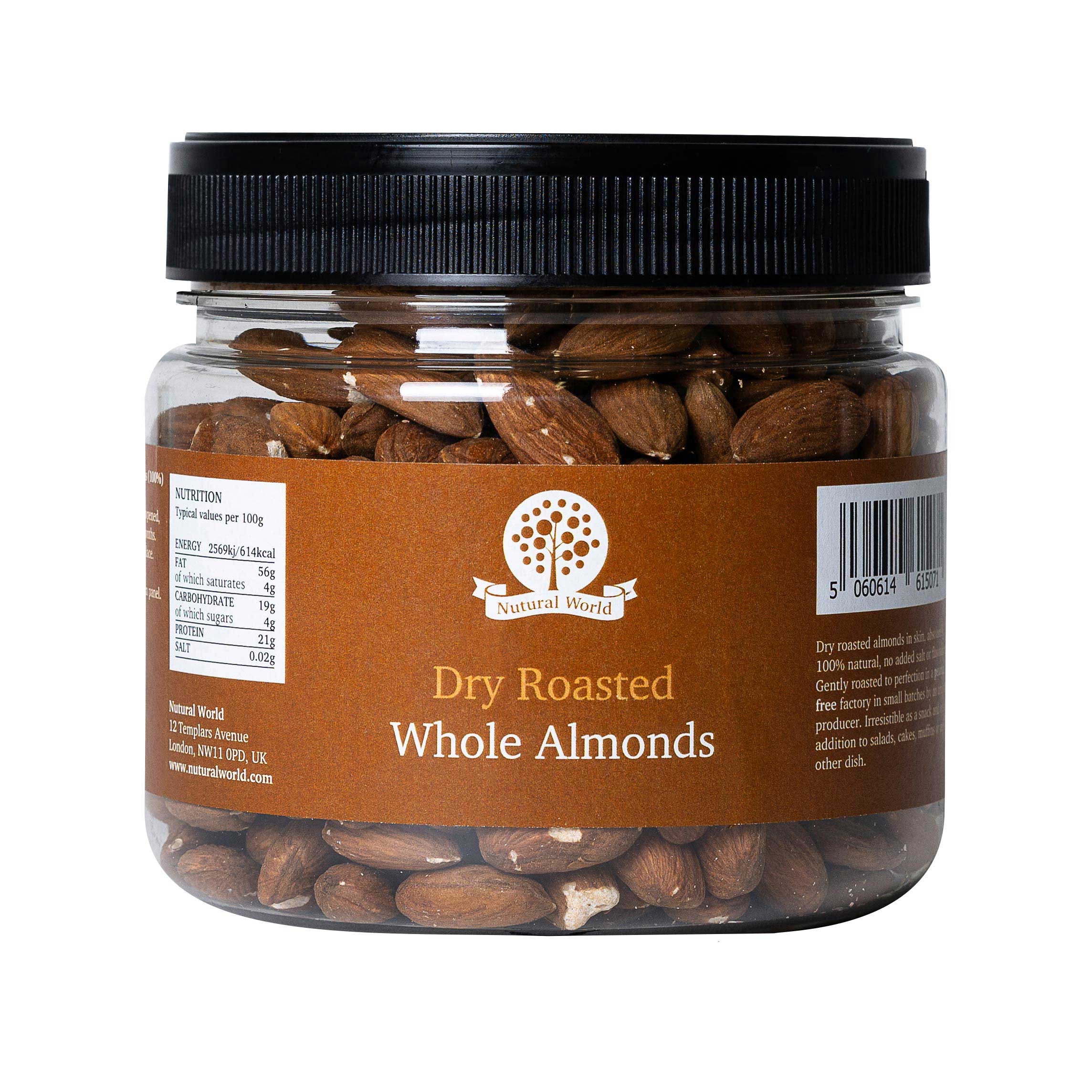 Dry Roasted Whole Almonds – Unsalted (500g)